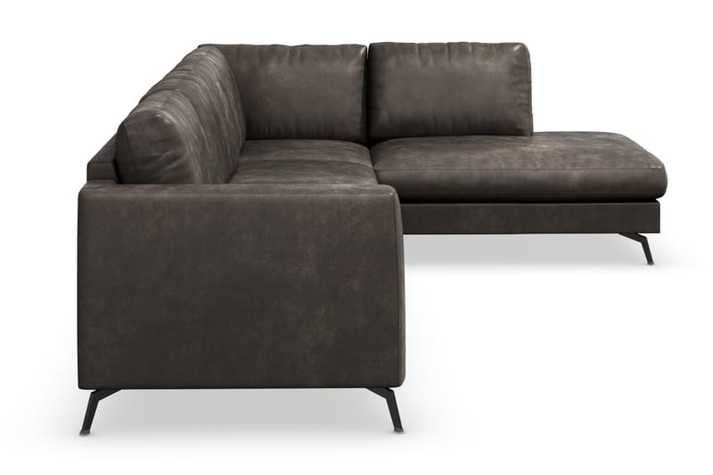 Ocean Lyx 4-sits Högervänd L-formad Schäslongsoffa i Konstläder - Mörkgrå - Möbler - Soffa - Divansoffa & schäslongsoffa - 4 sits soffa med divan