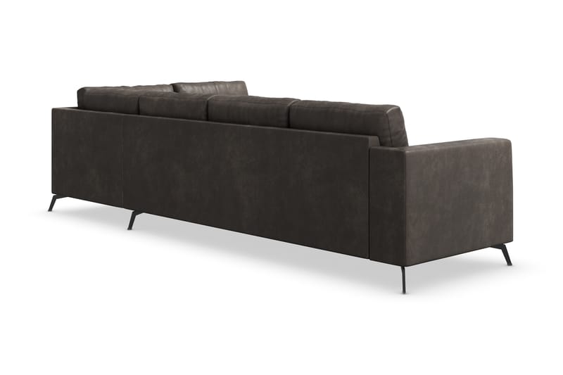 Ocean Lyx 4-sits Högervänd L-formad Schäslongsoffa i Konstläder - Mörkgrå - Möbler - Soffa - Divansoffa & schäslongsoffa - 4 sits soffa med divan
