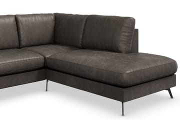 Ocean Lyx 4-sits Högervänd L-formad Schäslongsoffa i Konstläder - Mörkgrå - Möbler - Soffa - Divansoffa & schäslongsoffa - 4 sits soffa med divan