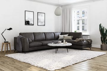 Ocean Lyx 4-sits Högervänd L-formad Schäslongsoffa i Konstläder - Mörkgrå - Möbler - Soffa - Divansoffa & schäslongsoffa - 4 sits soffa med divan