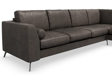 Ocean Lyx 4-sits Högervänd L-formad Schäslongsoffa i Konstläder - Mörkgrå - Möbler - Soffa - Divansoffa & schäslongsoffa - 4 sits soffa med divan