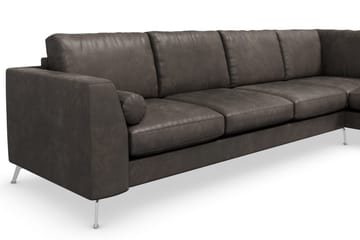 Ocean Lyx 4-sits Högervänd L-formad Schäslongsoffa i Konstläder - Mörkgrå - Möbler - Soffa - Divansoffa & schäslongsoffa - 4 sits soffa med divan