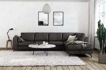 Ocean Lyx 4-sits Högervänd L-formad Schäslongsoffa i Konstläder - Mörkgrå - Möbler - Soffa - Divansoffa & schäslongsoffa - 4 sits soffa med divan