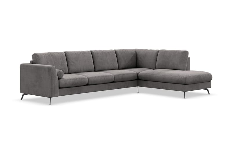 Ocean Lyx 4-sits Högervänd L-formad Schäslongsoffa i Manchester - Mörkgrå - Möbler - Soffa - Divansoffa & schäslongsoffa - 4 sits soffa med divan