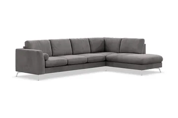 Ocean Lyx 4-sits Högervänd L-formad Schäslongsoffa i Manchester - Mörkgrå - Möbler - Soffa - Divansoffa & schäslongsoffa - 4 sits soffa med divan