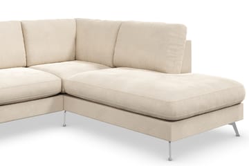 Ocean Lyx 4-sits Högervänd L-formad Schäslongsoffa i Sammet - Beige - Möbler - Soffa - Divansoffa & schäslongsoffa - 4 sits soffa med divan