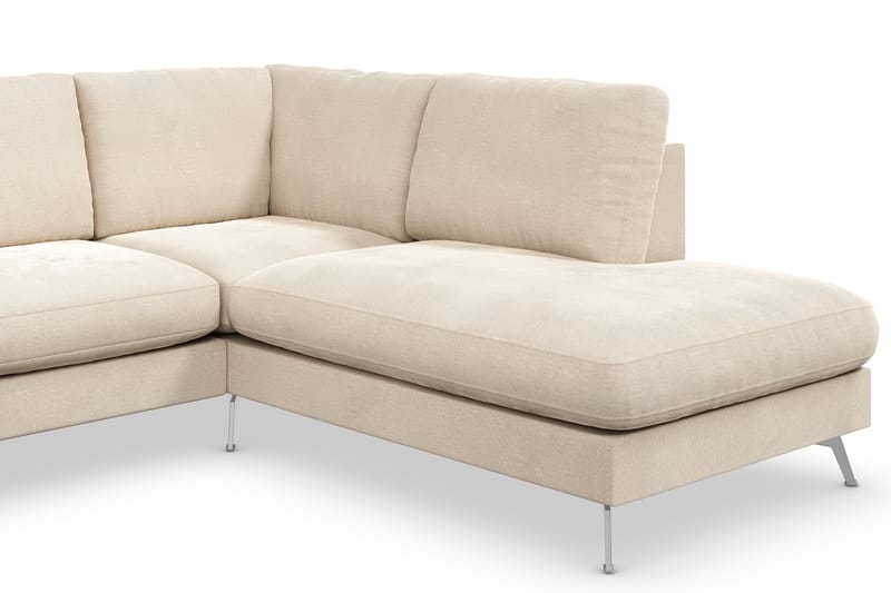 Ocean Lyx 4-sits Högervänd L-formad Schäslongsoffa i Sammet - Beige - Möbler - Soffa - Divansoffa & schäslongsoffa - 4 sits soffa med divan