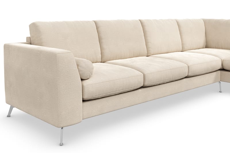 Ocean Lyx 4-sits Högervänd L-formad Schäslongsoffa i Sammet - Beige - Möbler - Soffa - Divansoffa & schäslongsoffa - 4 sits soffa med divan