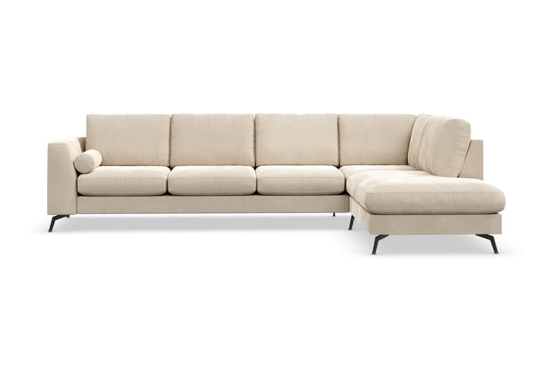 Ocean Lyx 4-sits Högervänd L-formad Schäslongsoffa i Sammet - Beige - Möbler - Soffa - Divansoffa & schäslongsoffa - 4 sits soffa med divan