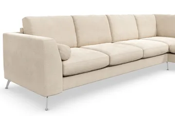 Ocean Lyx 4-sits Högervänd L-formad Schäslongsoffa i Sammet - Beige - Möbler - Soffa - Divansoffa & schäslongsoffa - 4 sits soffa med divan