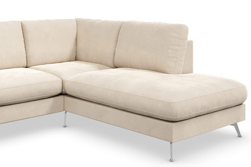 Ocean Lyx 4-sits Högervänd L-formad Schäslongsoffa i Sammet - Beige - Möbler - Soffa - Divansoffa & schäslongsoffa - 4 sits soffa med divan