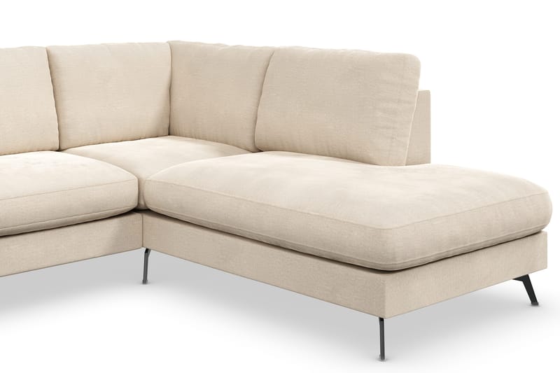 Ocean Lyx 4-sits Högervänd L-formad Schäslongsoffa i Sammet - Beige - Möbler - Soffa - Divansoffa & schäslongsoffa - 4 sits soffa med divan