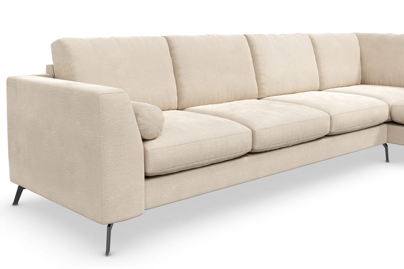 Ocean Lyx 4-sits Högervänd L-formad Schäslongsoffa i Sammet - Beige - Möbler - Soffa - Divansoffa & schäslongsoffa - 4 sits soffa med divan