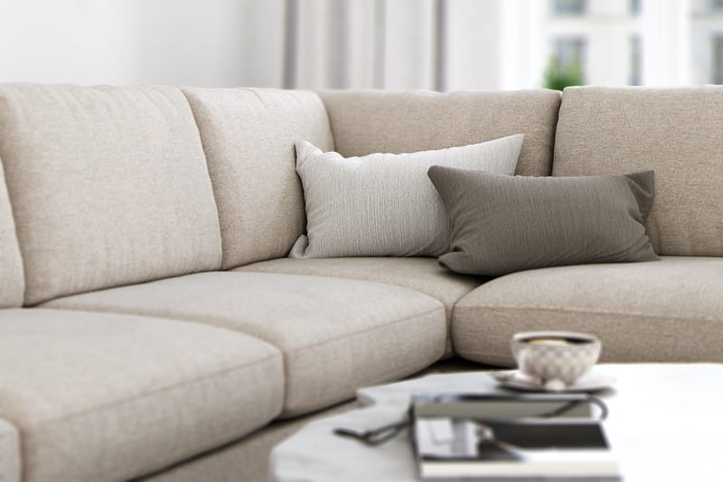 Ocean Lyx 4-sits Högervänd L-formad Schäslongsoffa i Tyg - Beige - Möbler - Soffa - Divansoffa & schäslongsoffa - 4 sits soffa med divan