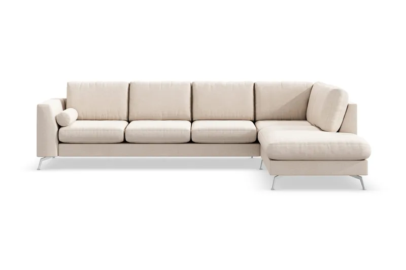 Ocean Lyx 4-sits Högervänd L-formad Schäslongsoffa i Tyg - Beige - Möbler - Soffa - Divansoffa & schäslongsoffa - 4 sits soffa med divan