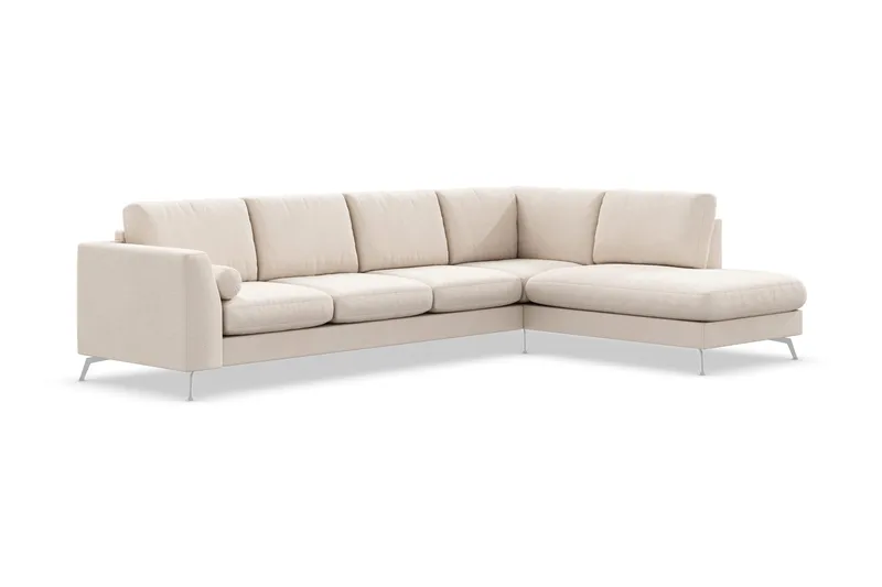 Ocean Lyx 4-sits Högervänd L-formad Schäslongsoffa i Tyg - Beige - Möbler - Soffa - Divansoffa & schäslongsoffa - 4 sits soffa med divan