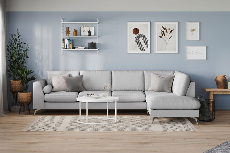 Ocean Lyx 4-sits Högervänd L-formad Schäslongsoffa i Tyg - Grå - Möbler - Soffa - Divansoffa & schäslongsoffa - 4 sits soffa med divan