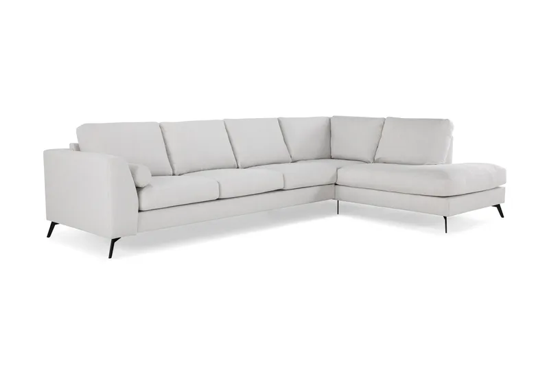 Ocean Lyx 4-sits Högervänd L-formad Schäslongsoffa i Tyg - Ljusgrå - Möbler - Soffa - Divansoffa & schäslongsoffa - 4 sits soffa med divan