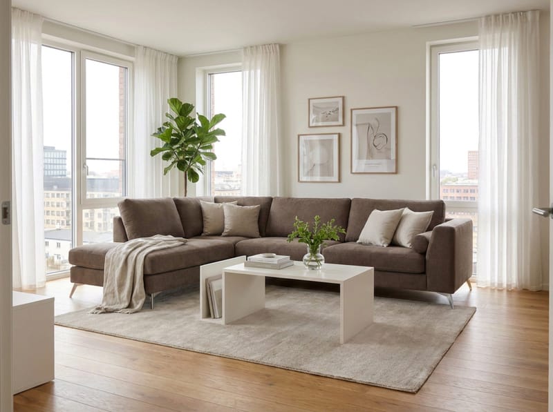 Ocean Lyx 4-sits Soffa med Schäslong Vänster - Mörkbrun - Möbler - Soffa - Divansoffa & schäslongsoffa - 4 sits soffa med divan