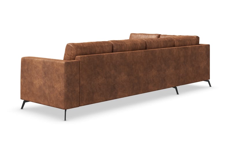 Ocean Lyx 4-sits Vänstervänd L-formad Schäslongsoffa i Konstläder - Brun - Möbler - Soffa - Divansoffa & schäslongsoffa - 4 sits soffa med divan