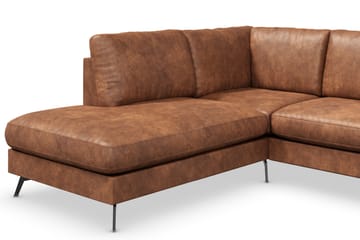 Ocean Lyx 4-sits Vänstervänd L-formad Schäslongsoffa i Konstläder - Brun - Möbler - Soffa - Divansoffa & schäslongsoffa - 4 sits soffa med divan