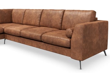 Ocean Lyx 4-sits Vänstervänd L-formad Schäslongsoffa i Konstläder - Brun - Möbler - Soffa - Divansoffa & schäslongsoffa - 4 sits soffa med divan