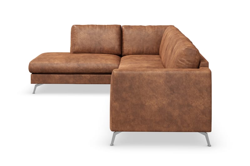 Ocean Lyx 4-sits Vänstervänd L-formad Schäslongsoffa i Konstläder - Brun - Möbler - Soffa - Divansoffa & schäslongsoffa - 4 sits soffa med divan