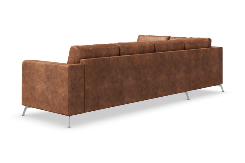 Ocean Lyx 4-sits Vänstervänd L-formad Schäslongsoffa i Konstläder - Brun - Möbler - Soffa - Divansoffa & schäslongsoffa - 4 sits soffa med divan
