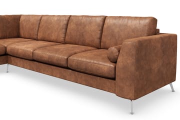 Ocean Lyx 4-sits Vänstervänd L-formad Schäslongsoffa i Konstläder - Brun - Möbler - Soffa - Divansoffa & schäslongsoffa - 4 sits soffa med divan