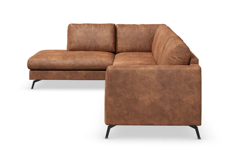Ocean Lyx 4-sits Vänstervänd L-formad Schäslongsoffa i Konstläder - Brun - Möbler - Soffa - Divansoffa & schäslongsoffa - 4 sits soffa med divan
