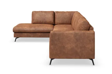 Ocean Lyx 4-sits Vänstervänd L-formad Schäslongsoffa i Konstläder - Brun - Möbler - Soffa - Divansoffa & schäslongsoffa - 4 sits soffa med divan