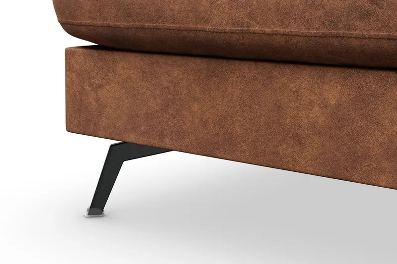 Ocean Lyx 4-sits Vänstervänd L-formad Schäslongsoffa i Konstläder - Brun - Möbler - Soffa - Divansoffa & schäslongsoffa - 4 sits soffa med divan