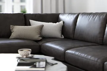 Ocean Lyx 4-sits Vänstervänd L-formad Schäslongsoffa i Konstläder - Mörkgrå - Möbler - Soffa - Divansoffa & schäslongsoffa - 4 sits soffa med divan