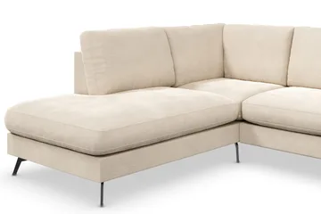Ocean Lyx 4-sits Vänstervänd L-formad Schäslongsoffa i Sammet - Beige - Möbler - Soffa - Divansoffa & schäslongsoffa - 4 sits soffa med divan