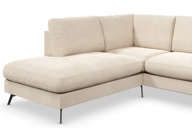 Ocean Lyx 4-sits Vänstervänd L-formad Schäslongsoffa i Sammet - Beige - Möbler - Soffa - Divansoffa & schäslongsoffa - 4 sits soffa med divan