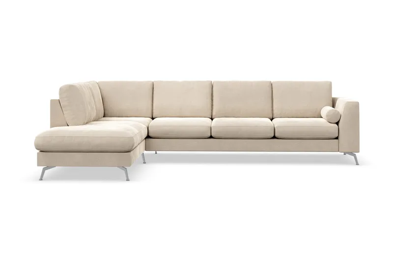 Ocean Lyx 4-sits Vänstervänd L-formad Schäslongsoffa i Sammet - Beige - Möbler - Soffa - Divansoffa & schäslongsoffa - 4 sits soffa med divan