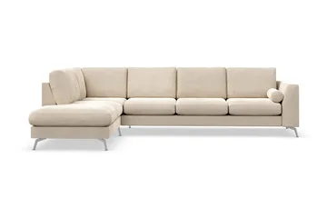 Ocean Lyx 4-sits Vänstervänd L-formad Schäslongsoffa i Sammet - Beige - Möbler - Soffa - Divansoffa & schäslongsoffa - 4 sits soffa med divan