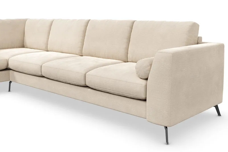Ocean Lyx 4-sits Vänstervänd L-formad Schäslongsoffa i Sammet - Beige - Möbler - Soffa - Divansoffa & schäslongsoffa - 4 sits soffa med divan