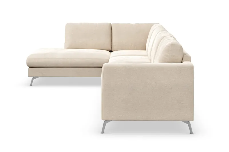 Ocean Lyx 4-sits Vänstervänd L-formad Schäslongsoffa i Sammet - Beige - Möbler - Soffa - Divansoffa & schäslongsoffa - 4 sits soffa med divan