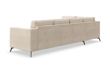 Ocean Lyx 4-sits Vänstervänd L-formad Schäslongsoffa i Sammet - Beige - Möbler - Soffa - Divansoffa & schäslongsoffa - 4 sits soffa med divan