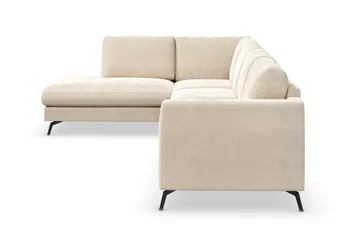 Ocean Lyx 4-sits Vänstervänd L-formad Schäslongsoffa i Sammet - Beige - Möbler - Soffa - Divansoffa & schäslongsoffa - 4 sits soffa med divan
