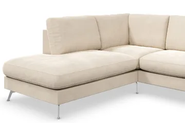 Ocean Lyx 4-sits Vänstervänd L-formad Schäslongsoffa i Sammet - Beige - Möbler - Soffa - Divansoffa & schäslongsoffa - 4 sits soffa med divan