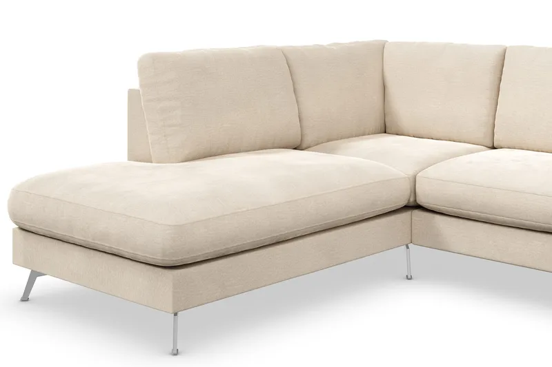 Ocean Lyx 4-sits Vänstervänd L-formad Schäslongsoffa i Sammet - Beige - Möbler - Soffa - Divansoffa & schäslongsoffa - 4 sits soffa med divan