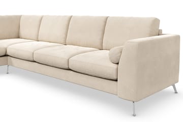 Ocean Lyx 4-sits Vänstervänd L-formad Schäslongsoffa i Sammet - Beige - Möbler - Soffa - Divansoffa & schäslongsoffa - 4 sits soffa med divan