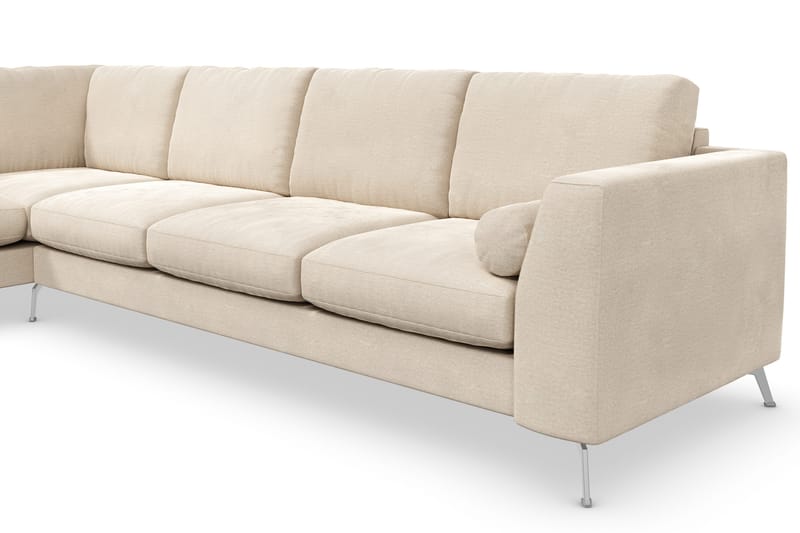 Ocean Lyx 4-sits Vänstervänd L-formad Schäslongsoffa i Sammet - Beige - Möbler - Soffa - Divansoffa & schäslongsoffa - 4 sits soffa med divan