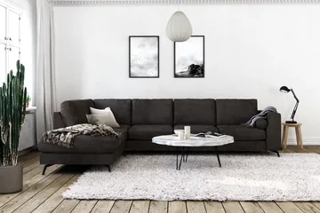 Ocean Lyx 4-sits Vänstervänd L-formad Schäslongsoffa i Sammet - Mörkgrå - Möbler - Soffa - Divansoffa & schäslongsoffa - 4 sits soffa med divan