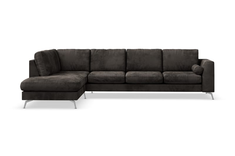 Ocean Lyx 4-sits Vänstervänd L-formad Schäslongsoffa i Sammet - Mörkgrå - Möbler - Soffa - Divansoffa & schäslongsoffa - 4 sits soffa med divan