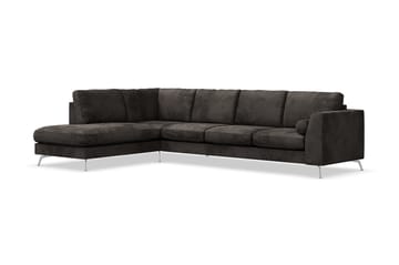 Ocean Lyx 4-sits Vänstervänd L-formad Schäslongsoffa i Sammet - Mörkgrå - Möbler - Soffa - Divansoffa & schäslongsoffa - 4 sits soffa med divan
