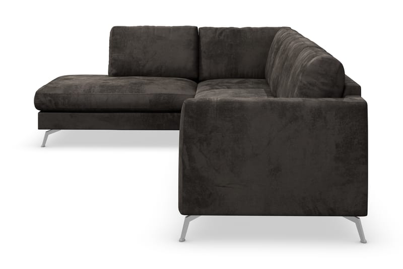 Ocean Lyx 4-sits Vänstervänd L-formad Schäslongsoffa i Sammet - Mörkgrå - Möbler - Soffa - Divansoffa & schäslongsoffa - 4 sits soffa med divan