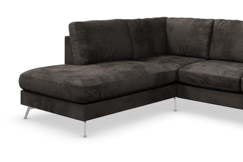 Ocean Lyx 4-sits Vänstervänd L-formad Schäslongsoffa i Sammet - Mörkgrå - Möbler - Soffa - Divansoffa & schäslongsoffa - 4 sits soffa med divan
